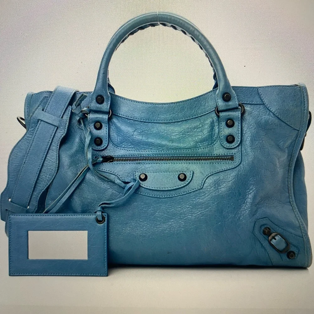 Balenciaga Agneau Classic Hardware City Bag in Aquamarine - Picture 1 of 12